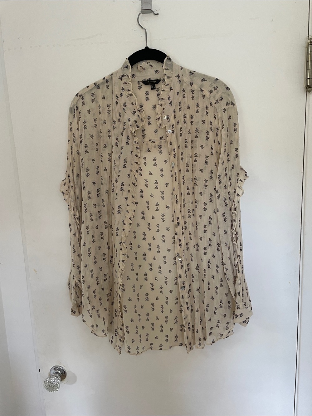 Massimo Dutti Light Cream Floral Blouse